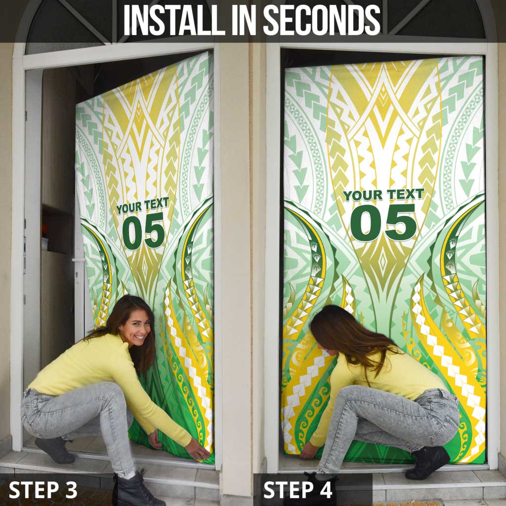 Custom Cook Islands Rugby Door Cover Unique Style White Version - Polynesian Pride