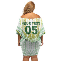 Custom Cook Islands Rugby Family Matching Off Shoulder Short Dress and Hawaiian Shirt Unique Style White Version - Polynesian Pride