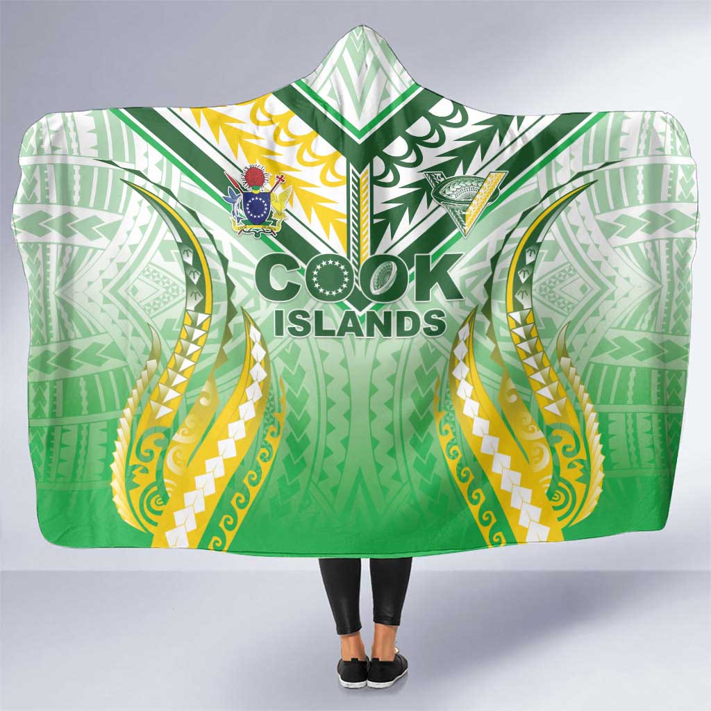 Cook Islands Rugby Hooded Blanket Unique Style White Version - Polynesian Pride