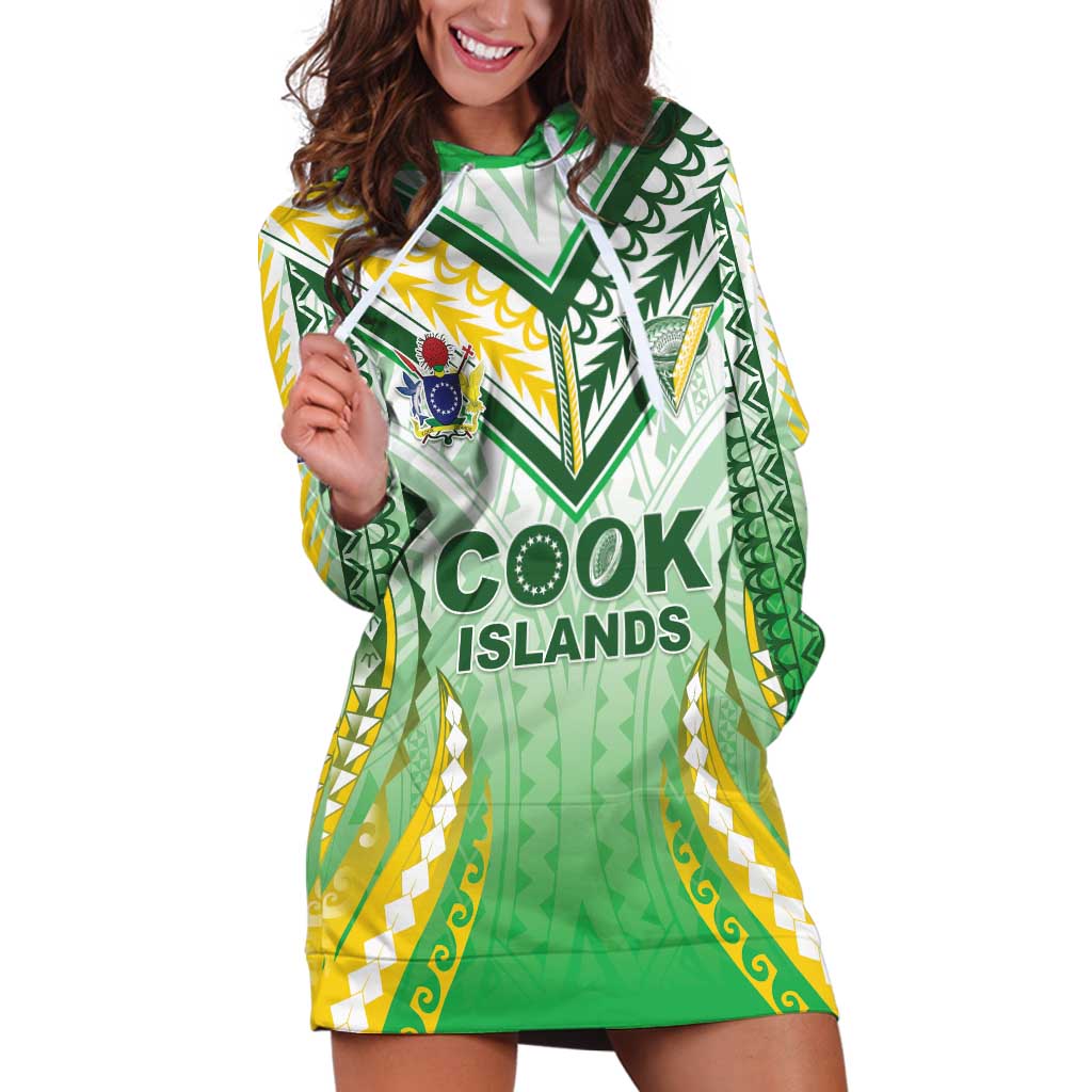 Custom Cook Islands Rugby Hoodie Dress Unique Style White Version - Polynesian Pride