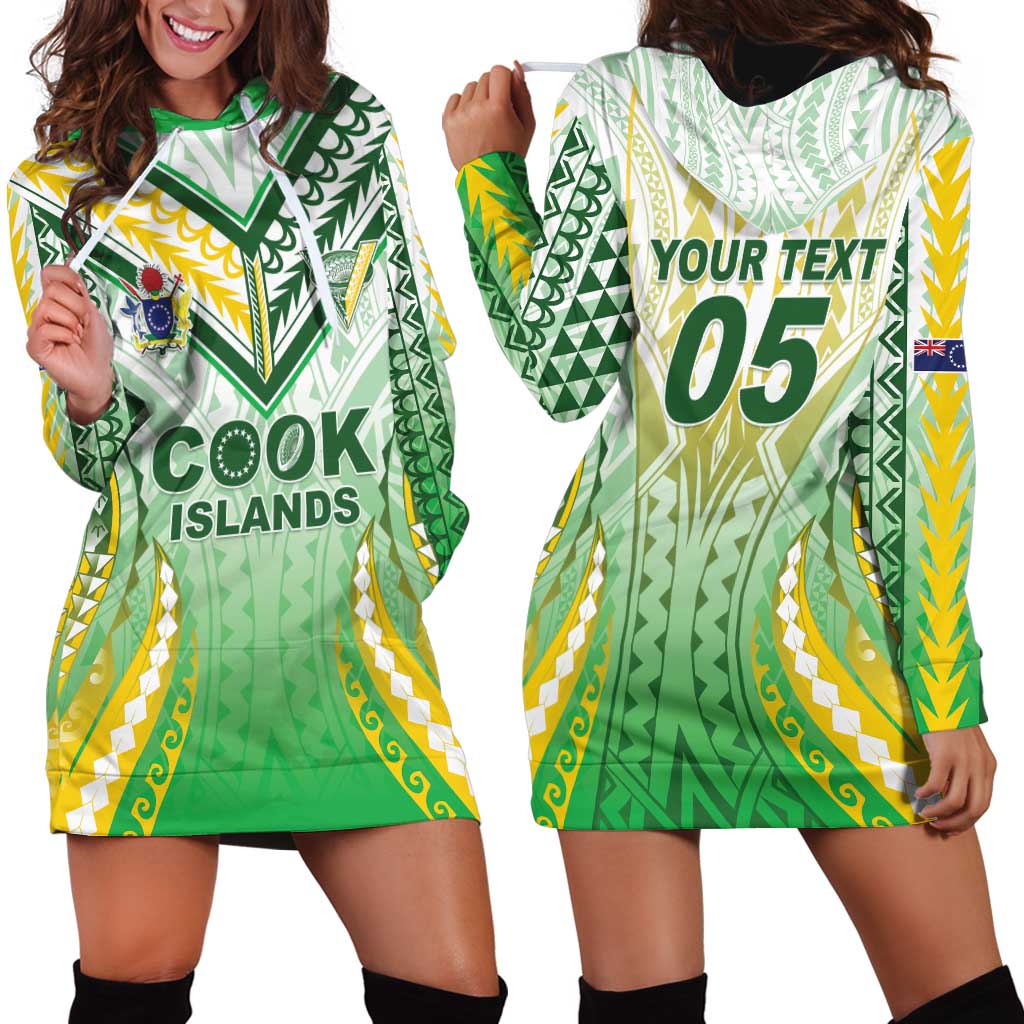 Custom Cook Islands Rugby Hoodie Dress Unique Style White Version - Polynesian Pride