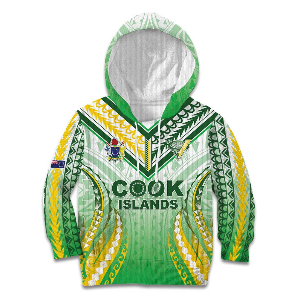 Custom Cook Islands Rugby Kid Hoodie Unique Style White Version - Polynesian Pride