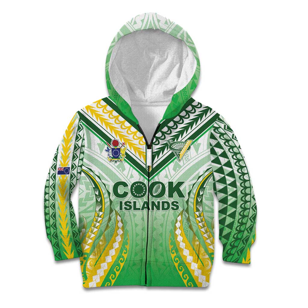 Custom Cook Islands Rugby Kid Hoodie Unique Style White Version - Polynesian Pride