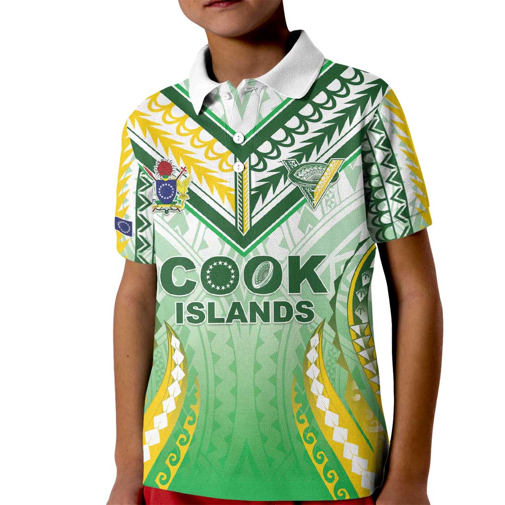 Custom Cook Islands Rugby Kid Polo Shirt Unique Style White Version - Polynesian Pride