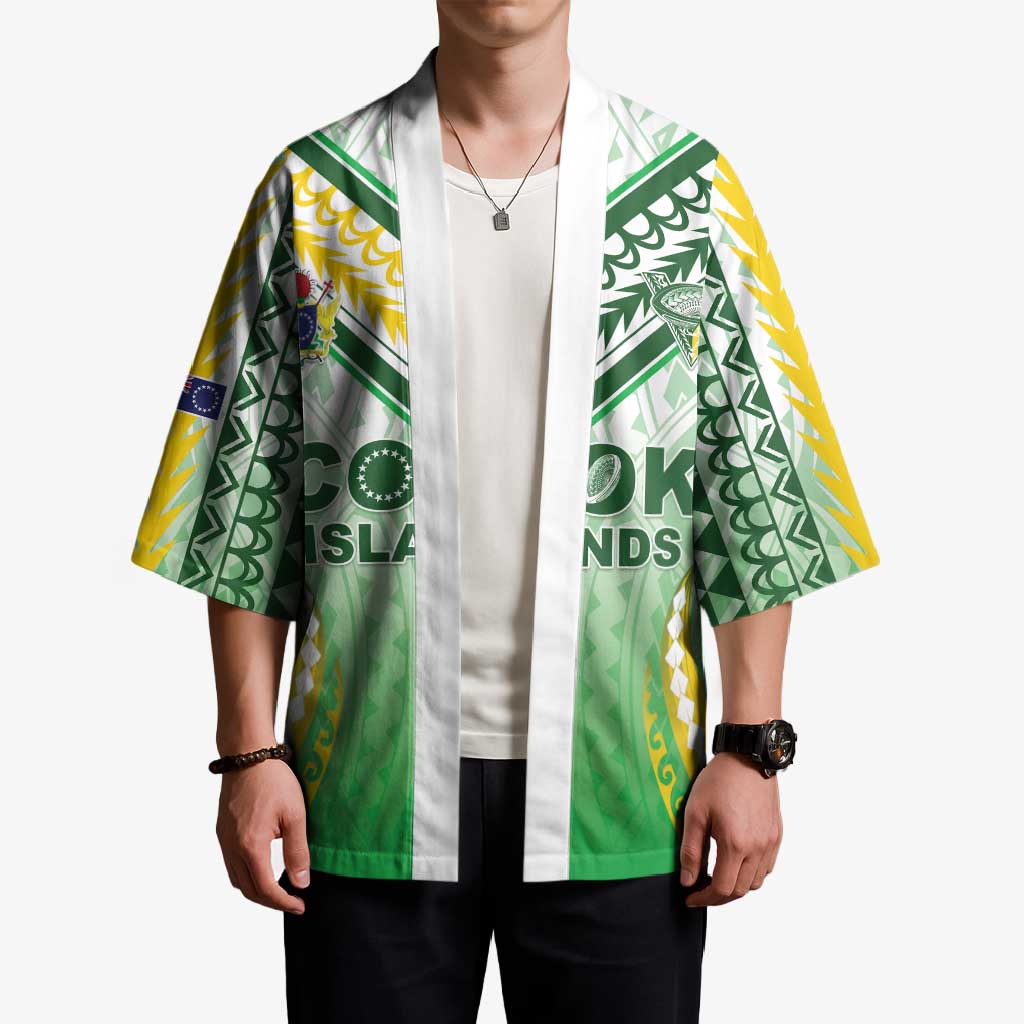 Custom Cook Islands Rugby Kimono Unique Style White Version LT05 - Polynesian Pride