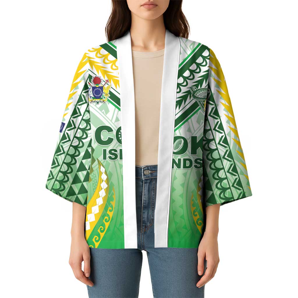 Custom Cook Islands Rugby Kimono Unique Style White Version LT05 - Polynesian Pride