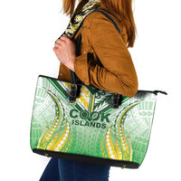 Cook Islands Rugby Leather Tote Bag Unique Style White Version - Polynesian Pride