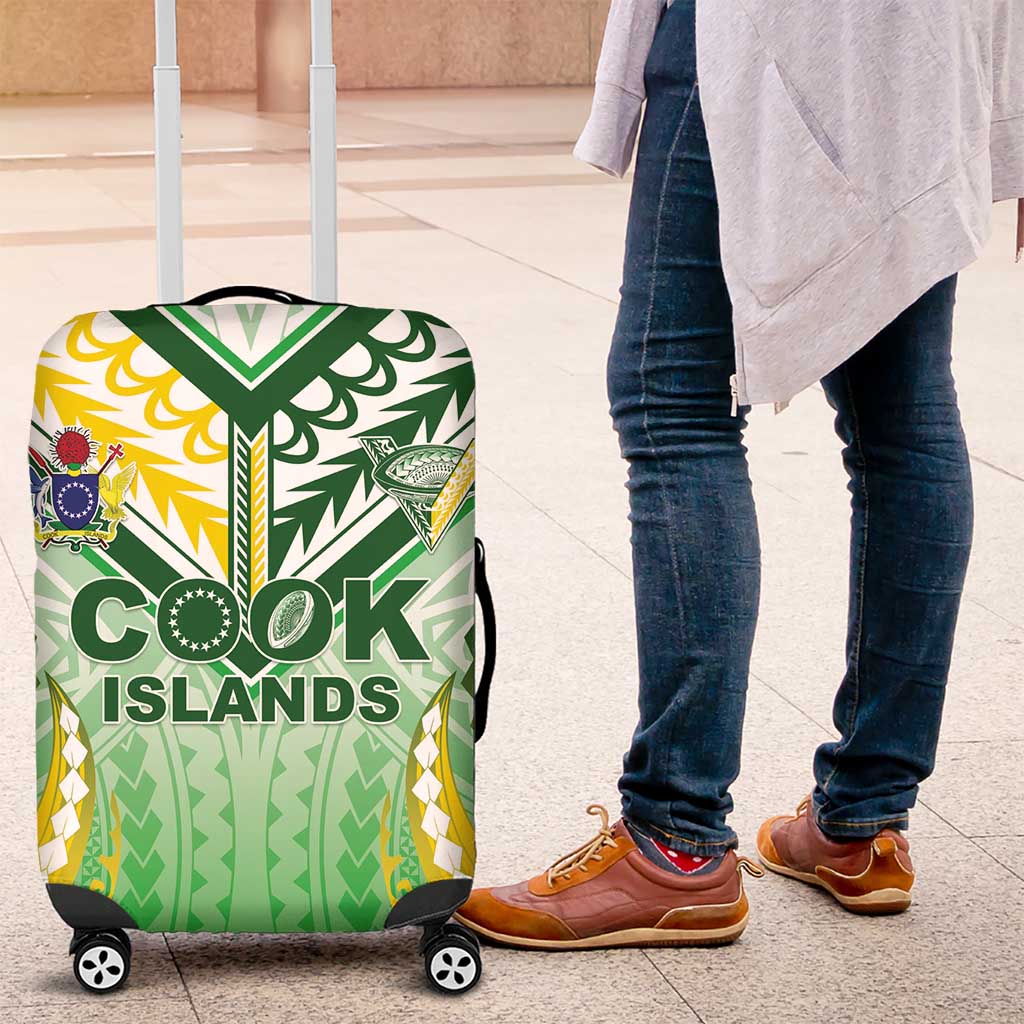 Cook Islands Rugby Luggage Cover Unique Style White Version - Polynesian Pride