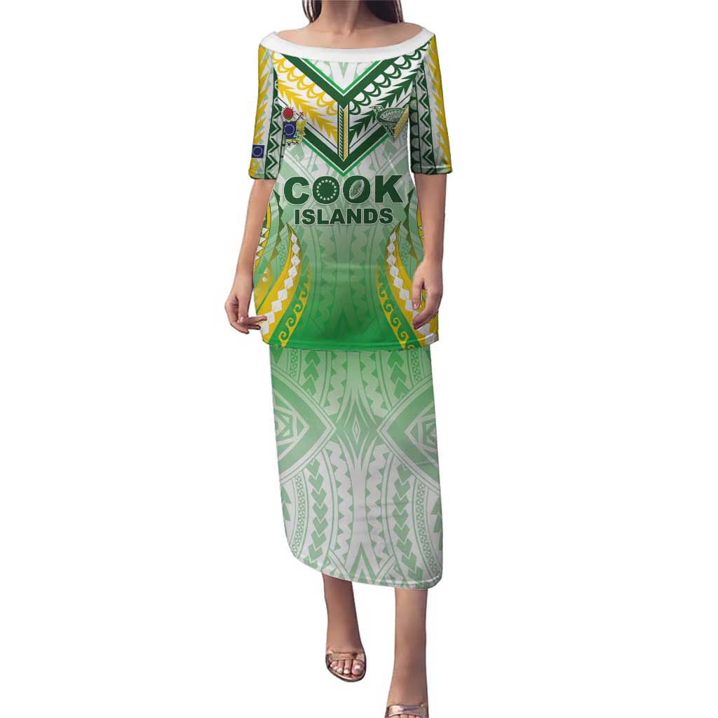 Custom Cook Islands Rugby Puletasi Unique Style White Version - Polynesian Pride