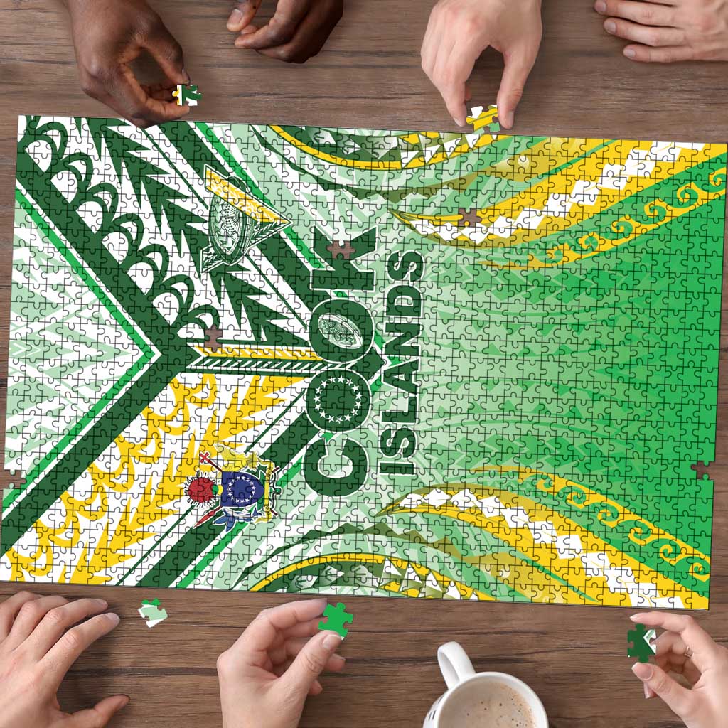 Cook Islands Rugby Puzzle Unique Style White Version - Polynesian Pride