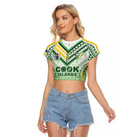 Custom Cook Islands Rugby Raglan Cropped T Shirt Unique Style White Version - Polynesian Pride
