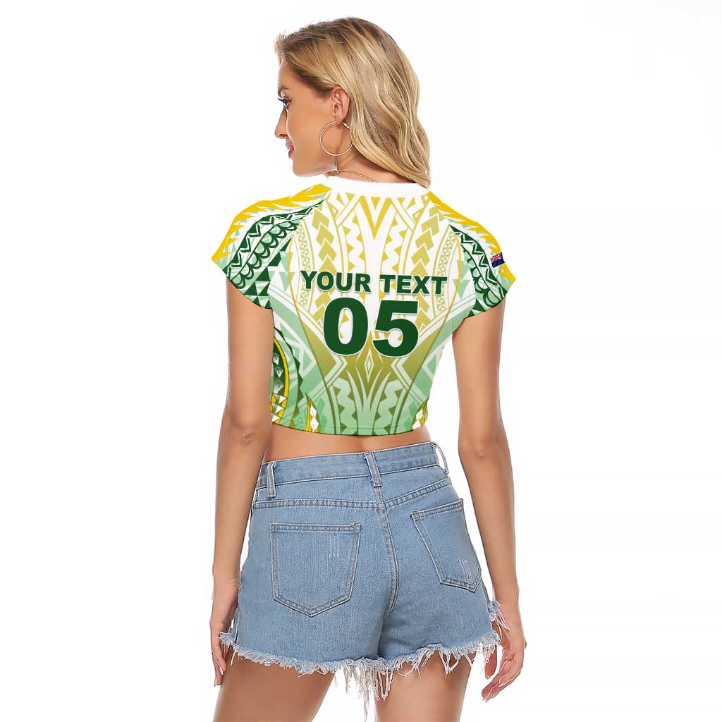 Custom Cook Islands Rugby Raglan Cropped T Shirt Unique Style White Version - Polynesian Pride