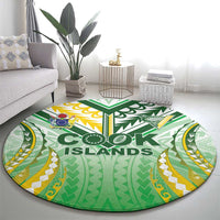 Cook Islands Rugby Round Carpet Unique Style White Version - Polynesian Pride