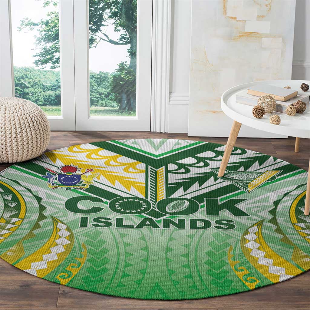 Cook Islands Rugby Round Carpet Unique Style White Version - Polynesian Pride
