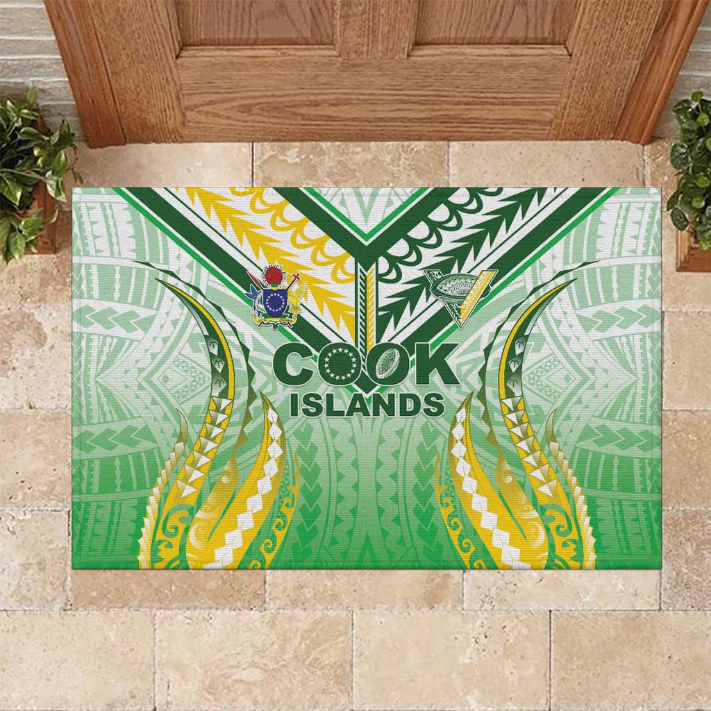 Cook Islands Rugby Rubber Doormat Unique Style White Version - Polynesian Pride