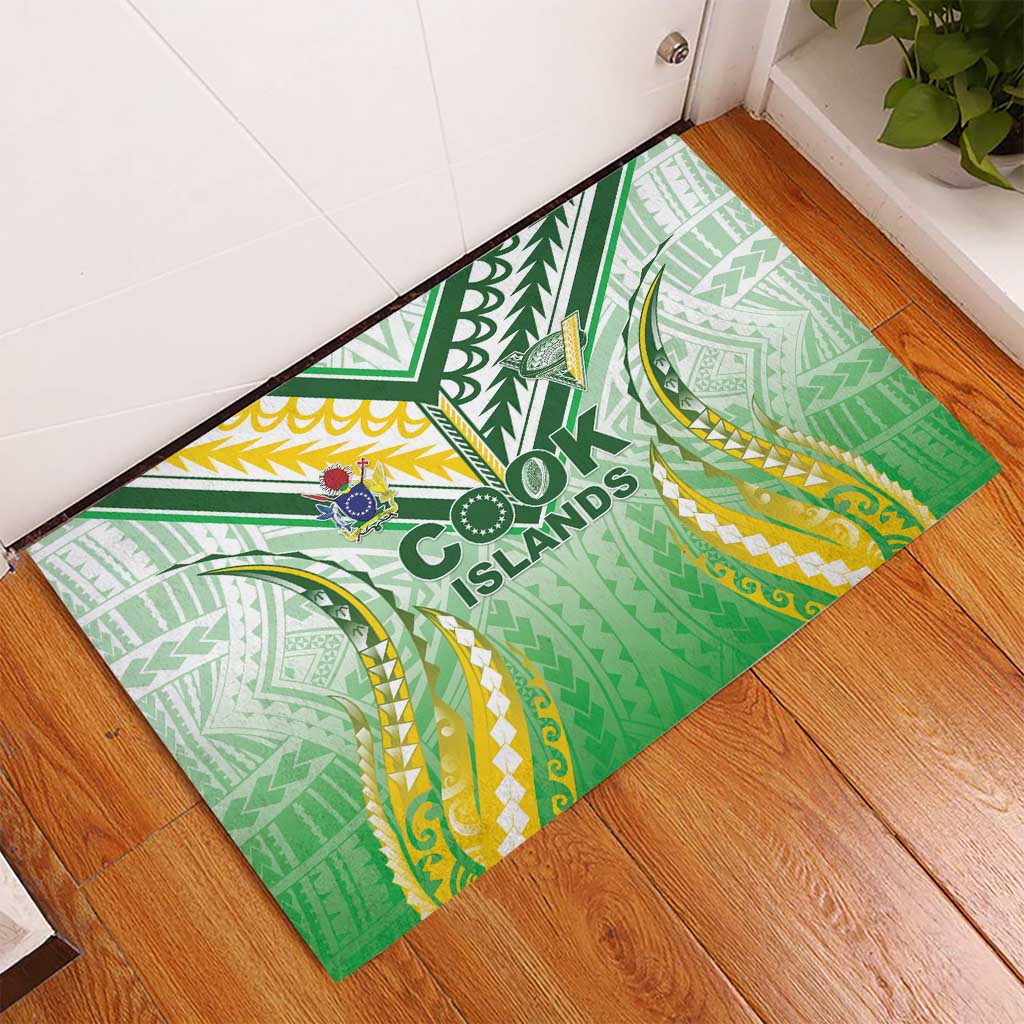 Cook Islands Rugby Rubber Doormat Unique Style White Version - Polynesian Pride