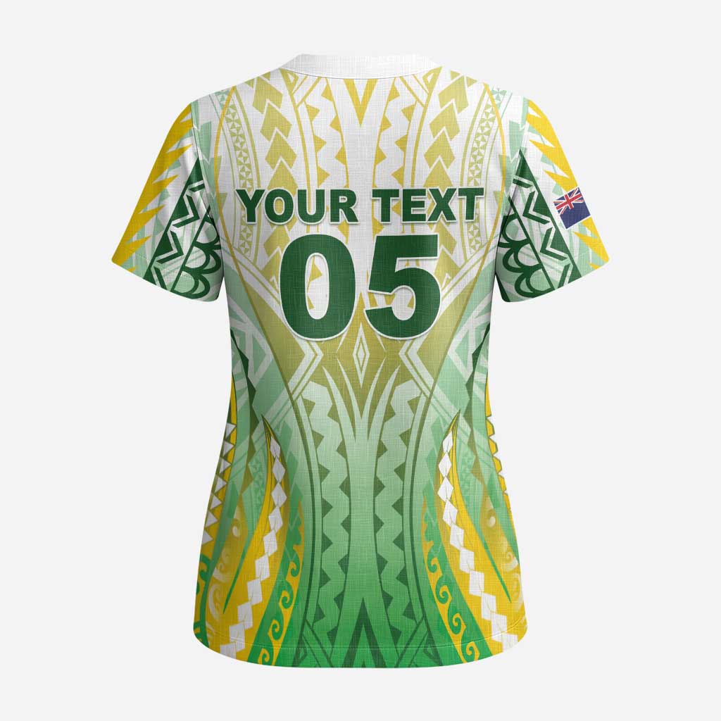 Custom Cook Islands Rugby Scrub Top Unique Style White Version - Polynesian Pride
