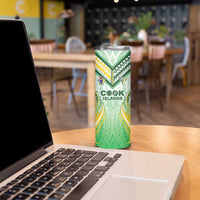 Custom Cook Islands Rugby Skinny Tumbler Unique Style White Version - Polynesian Pride