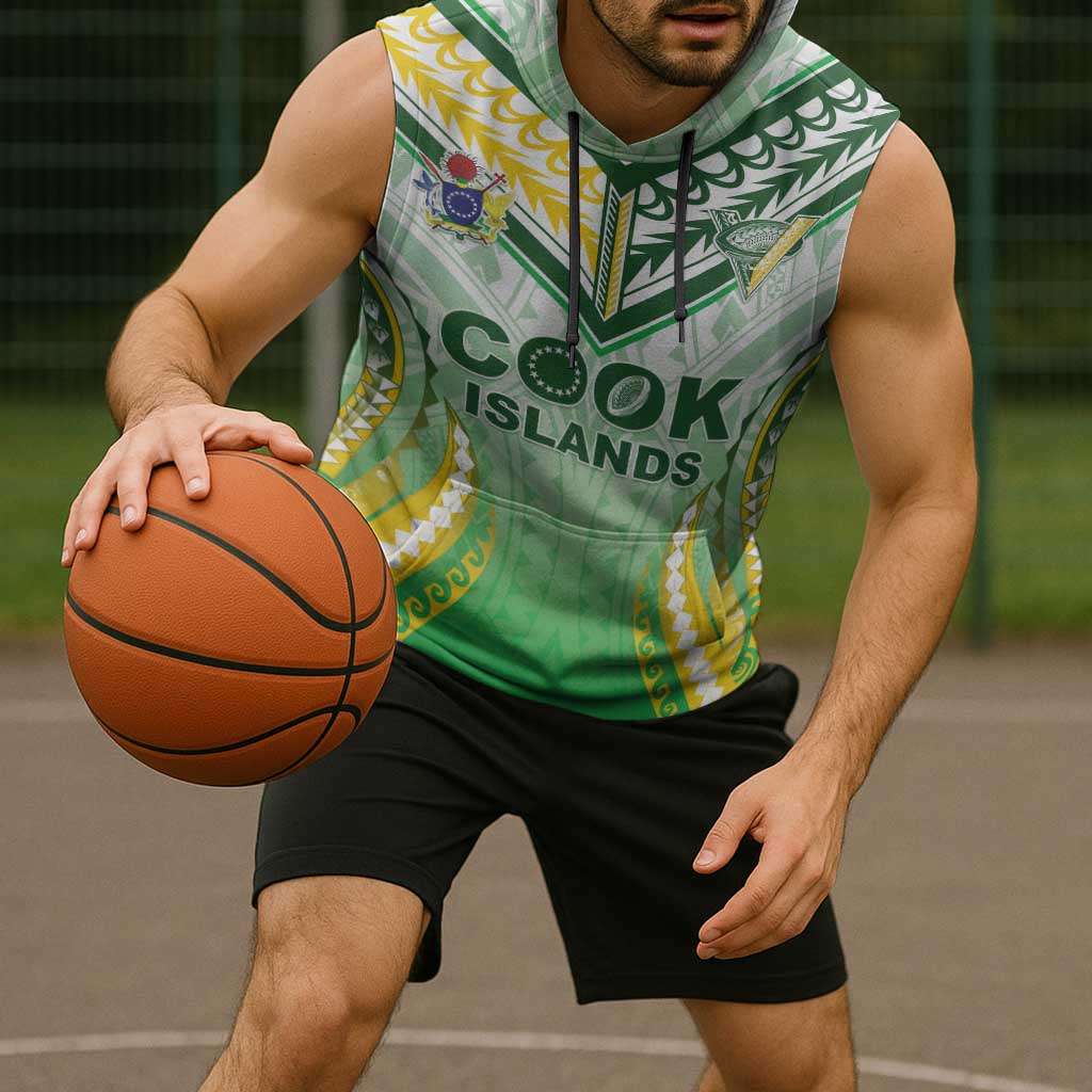 Custom Cook Islands Rugby Sleeveless Hoodie Unique Style White Version - Polynesian Pride