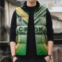 Custom Cook Islands Rugby Sleeveless Puffer Jacket Unique Style White Version - Polynesian Pride