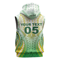 Custom Cook Islands Rugby Sleeveless Zip Hoodie Unique Style White Version - Polynesian Pride