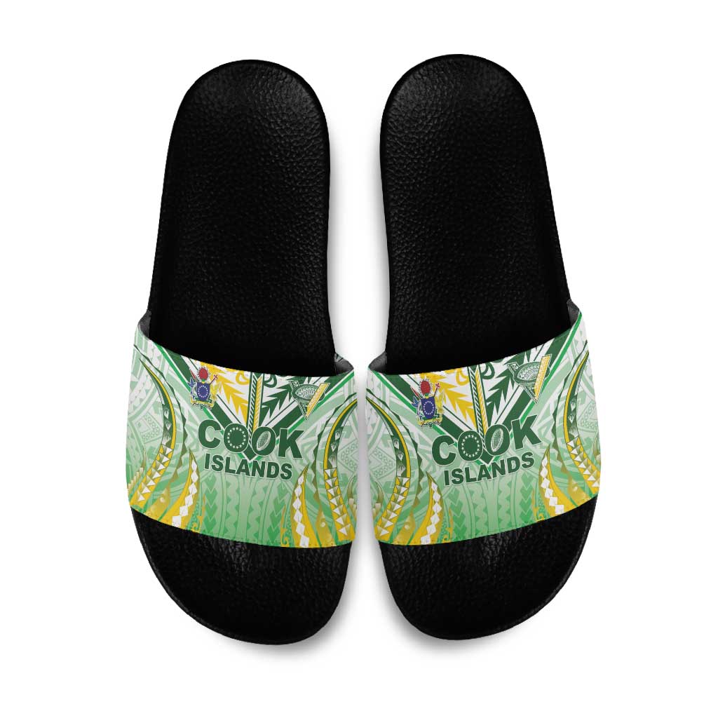 Cook Islands Rugby Slide Sandals Unique Style White Version - Polynesian Pride