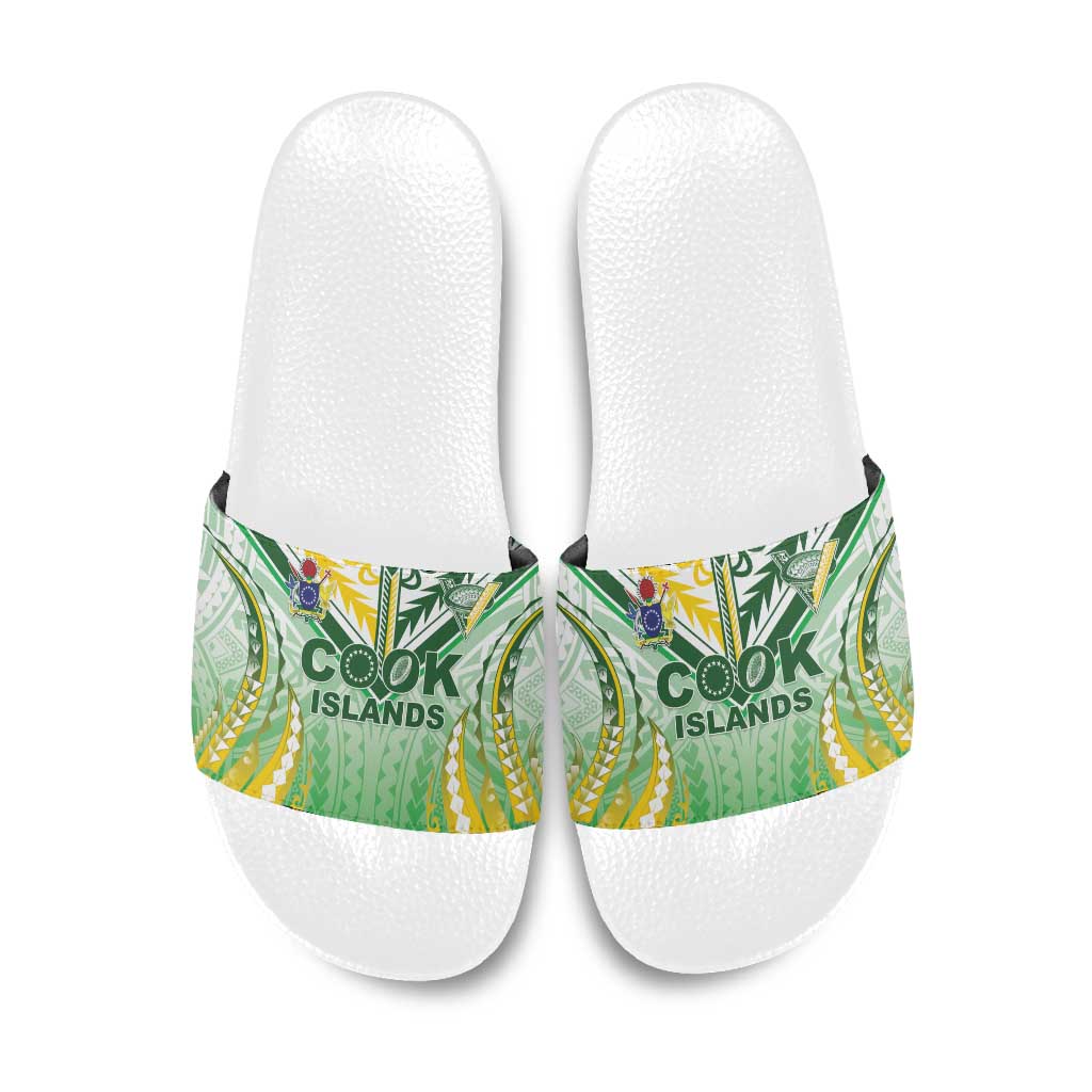 Cook Islands Rugby Slide Sandals Unique Style White Version - Polynesian Pride