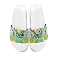 Cook Islands Rugby Slide Sandals Unique Style White Version - Polynesian Pride