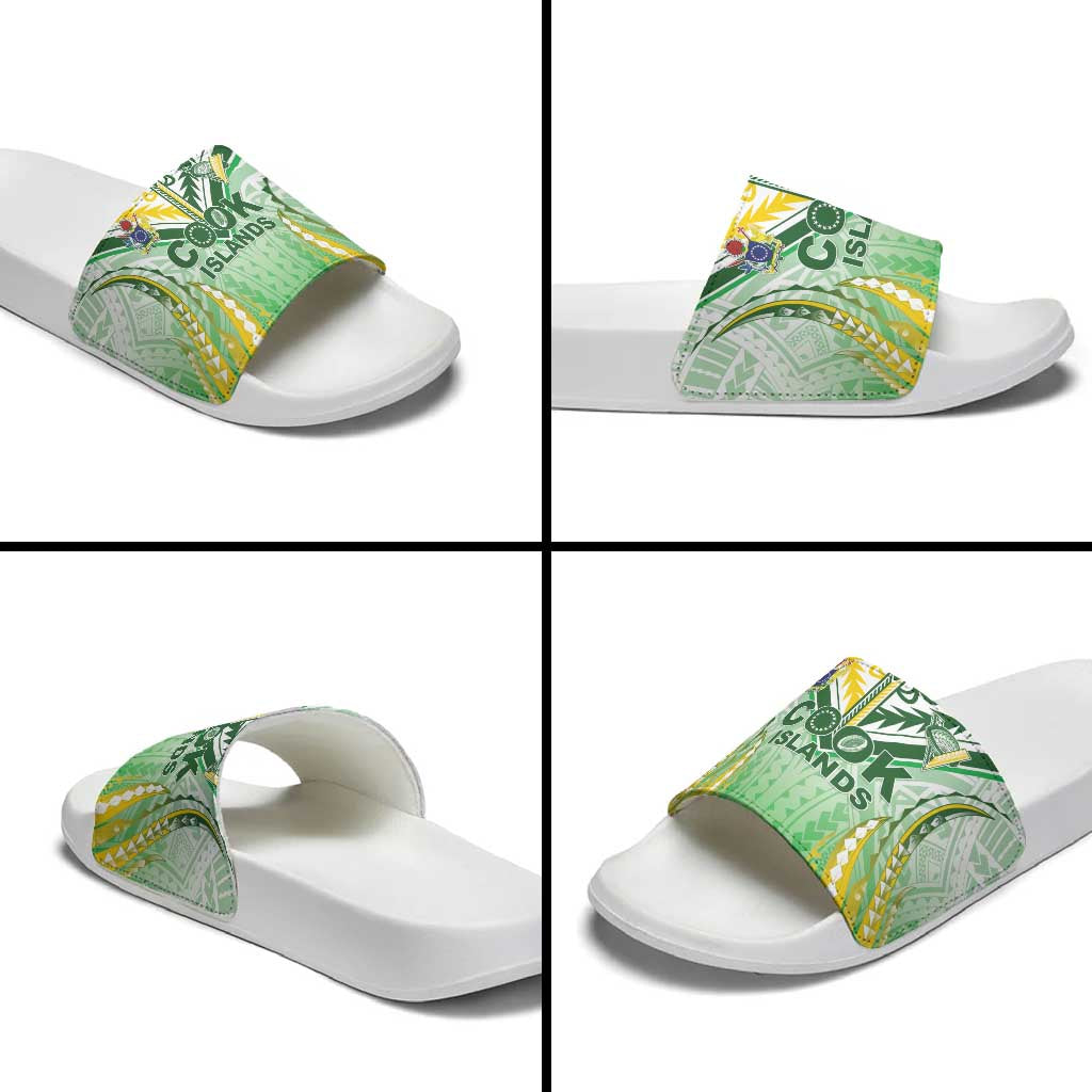 Cook Islands Rugby Slide Sandals Unique Style White Version - Polynesian Pride