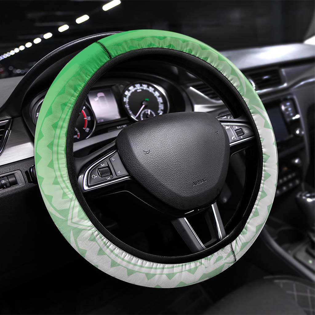 Cook Islands Rugby Steering Wheel Cover Unique Style White Version - Polynesian Pride