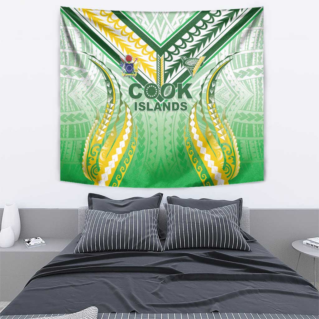Cook Islands Rugby Tapestry Unique Style White Version - Polynesian Pride