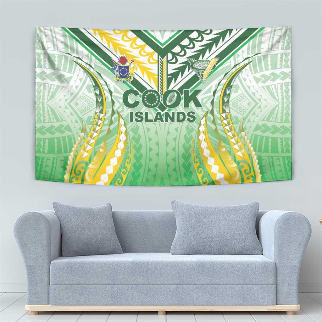 Cook Islands Rugby Tapestry Unique Style White Version - Polynesian Pride