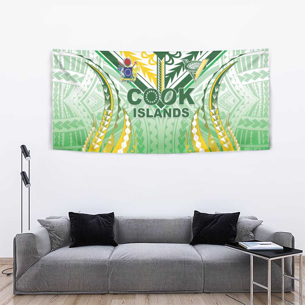 Cook Islands Rugby Tapestry Unique Style White Version - Polynesian Pride