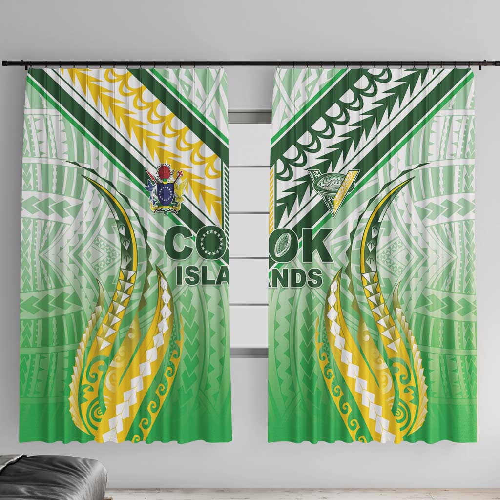 Cook Islands Rugby Window Curtain Unique Style White Version - Polynesian Pride
