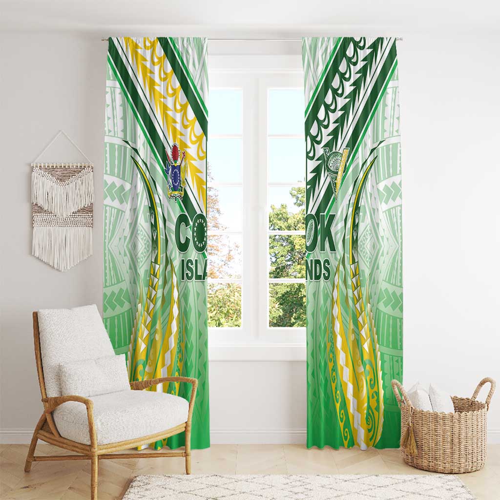 Cook Islands Rugby Window Curtain Unique Style White Version - Polynesian Pride