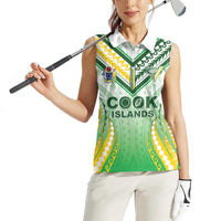 Custom Cook Islands Rugby Women Sleeveless Polo Shirt Unique Style White Version - Polynesian Pride