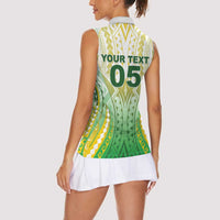 Custom Cook Islands Rugby Women Sleeveless Polo Shirt Unique Style White Version - Polynesian Pride