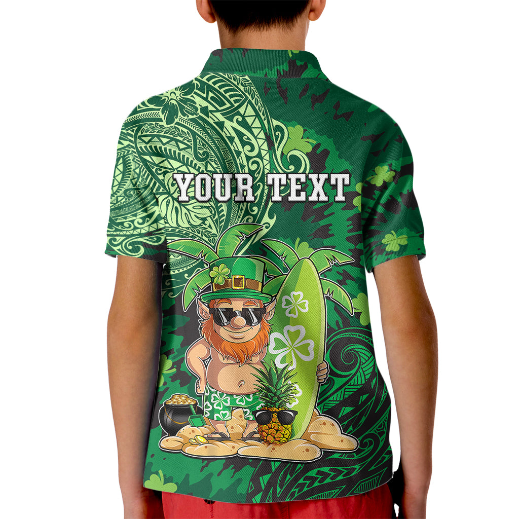 Personalised Hawaii St.Patrick Day Kid Polo Shirt Surfing Leprechaun LT05 - Polynesian Pride