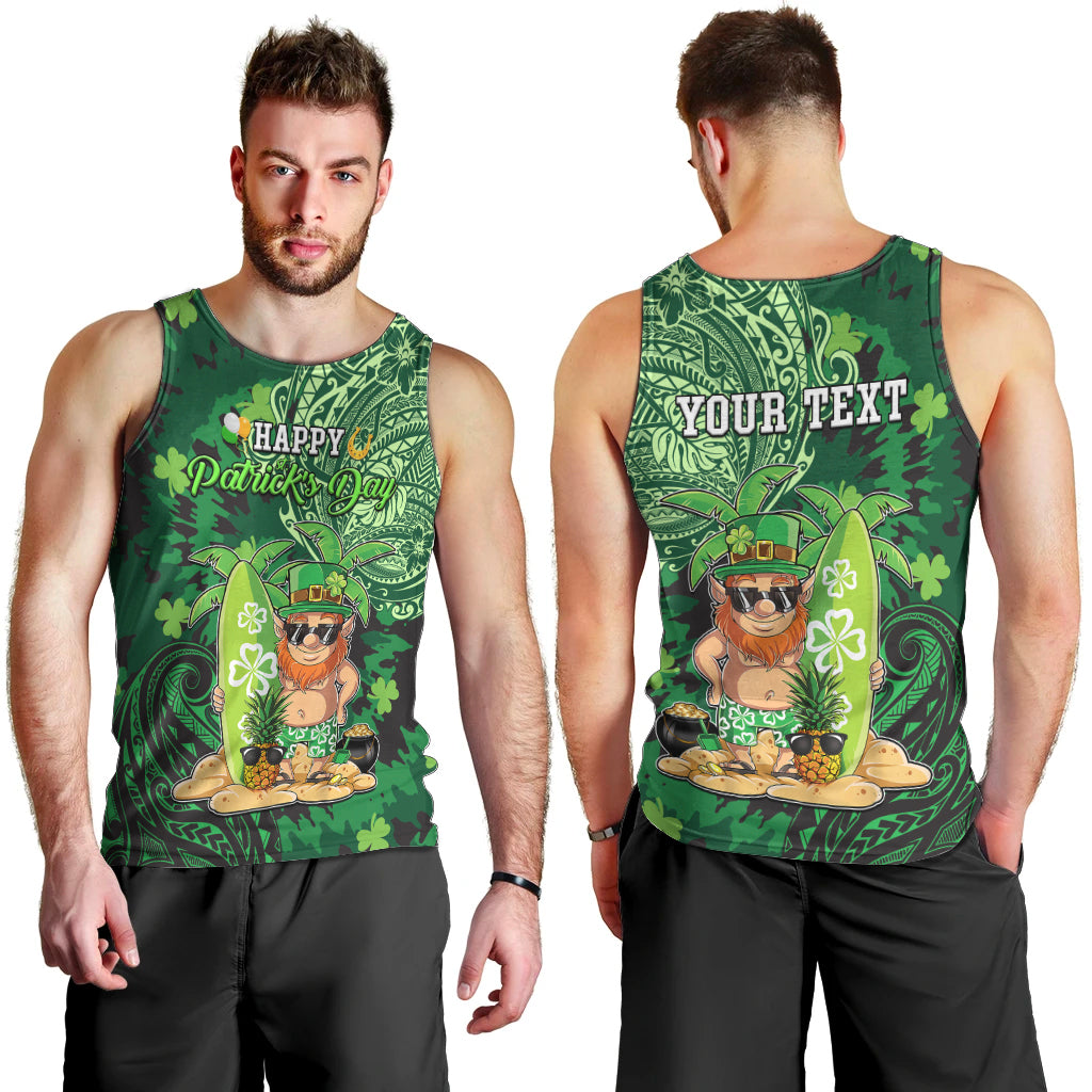 Personalised Hawaii St.Patrick Day Men Tank Top Surfing Leprechaun LT05 - Polynesian Pride