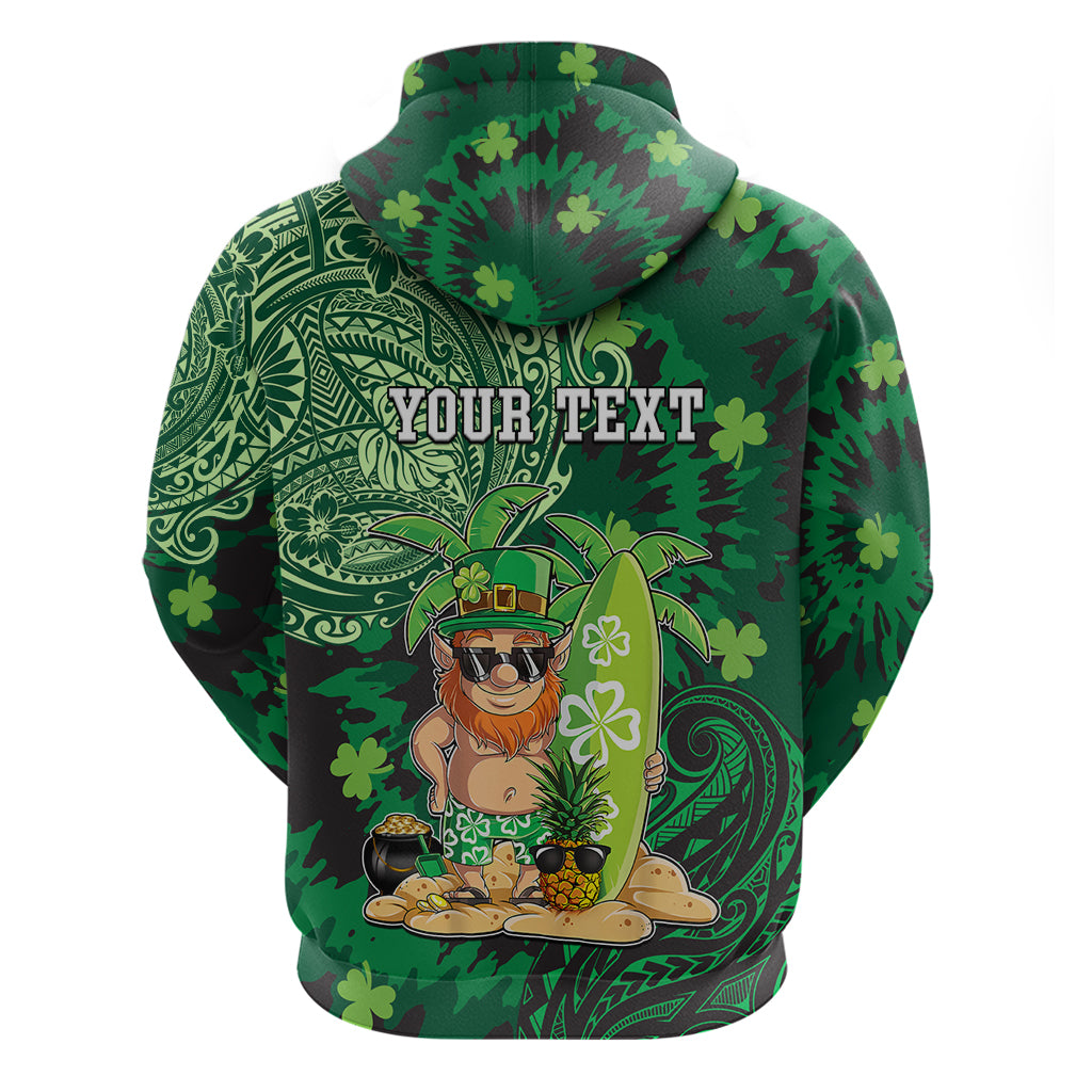 Personalised Hawaii St.Patrick Day Zip Hoodie Surfing Leprechaun LT05 - Polynesian Pride