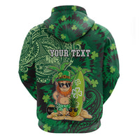 Personalised Hawaii St.Patrick Day Zip Hoodie Surfing Leprechaun LT05 - Polynesian Pride