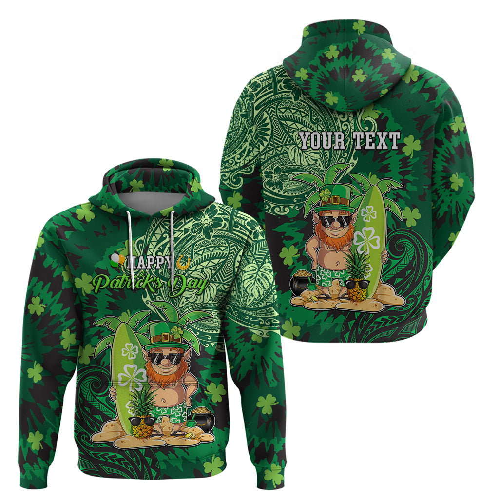 Personalised Hawaii St.Patrick Day Zip Hoodie Surfing Leprechaun LT05 - Polynesian Pride