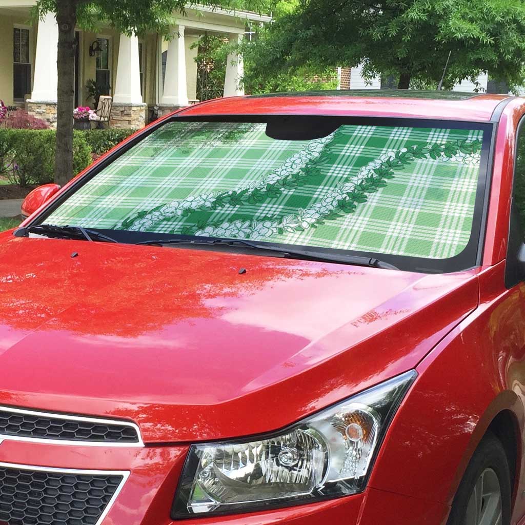 Green Hawaii Palaka Auto Sun Shade Hawaiian Honohono Lei LT05 - Polynesian Pride