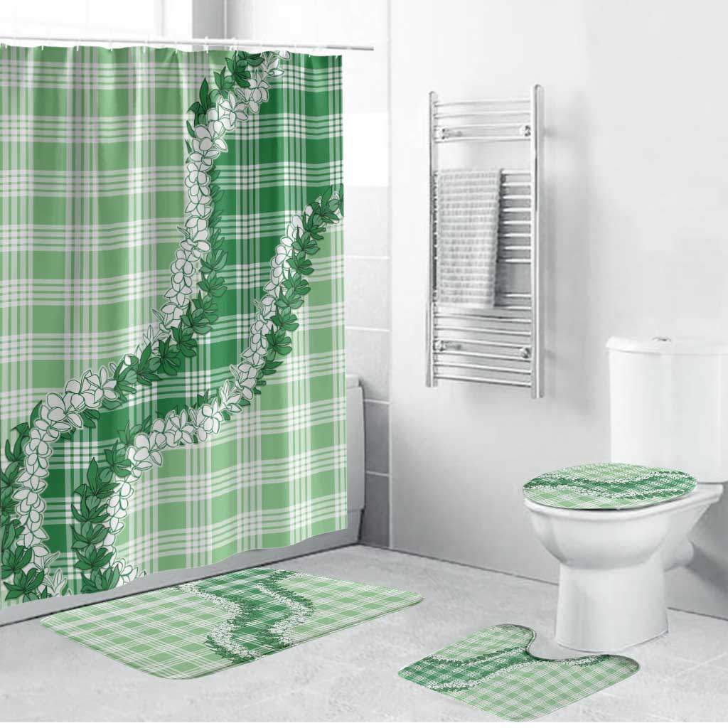 Green Hawaii Palaka Bathroom Set Hawaiian Honohono Lei