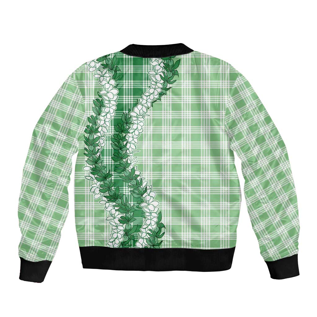 Green Hawaii Palaka Bomber Jacket Hawaiian Honohono Lei LT05 - Polynesian Pride