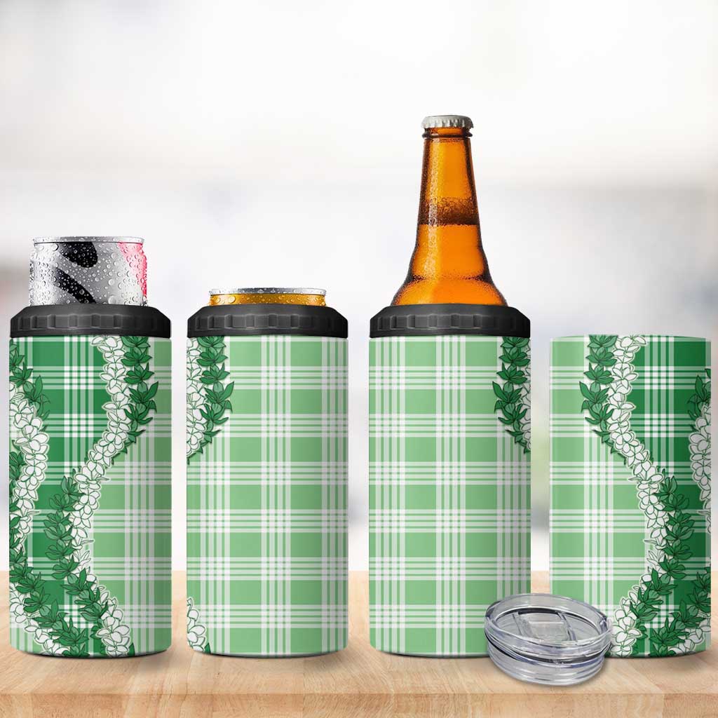 Green Hawaii Palaka 4 in 1 Can Cooler Tumbler Hawaiian Honohono Lei