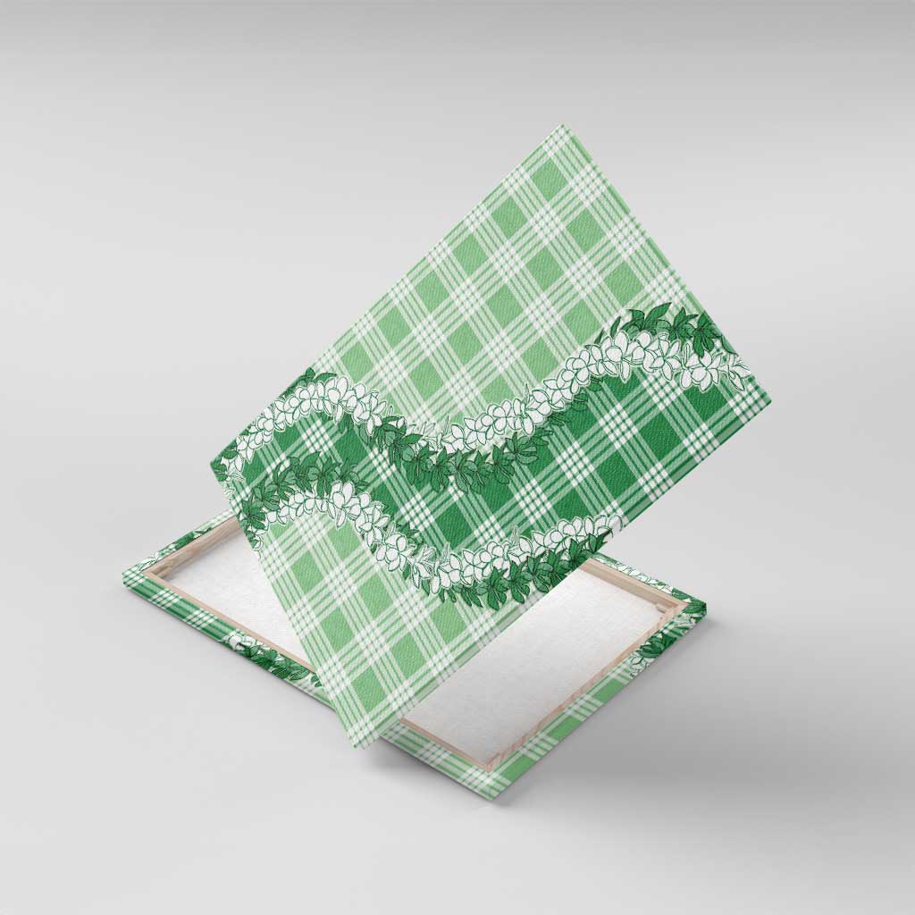 Green Hawaii Palaka Canvas Wall Art Hawaiian Honohono Lei