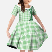 Green Hawaii Palaka Family Matching Off Shoulder Maxi Dress and Hawaiian Shirt Hawaiian Honohono Lei LT05 Daughter's Dress Green - Polynesian Pride