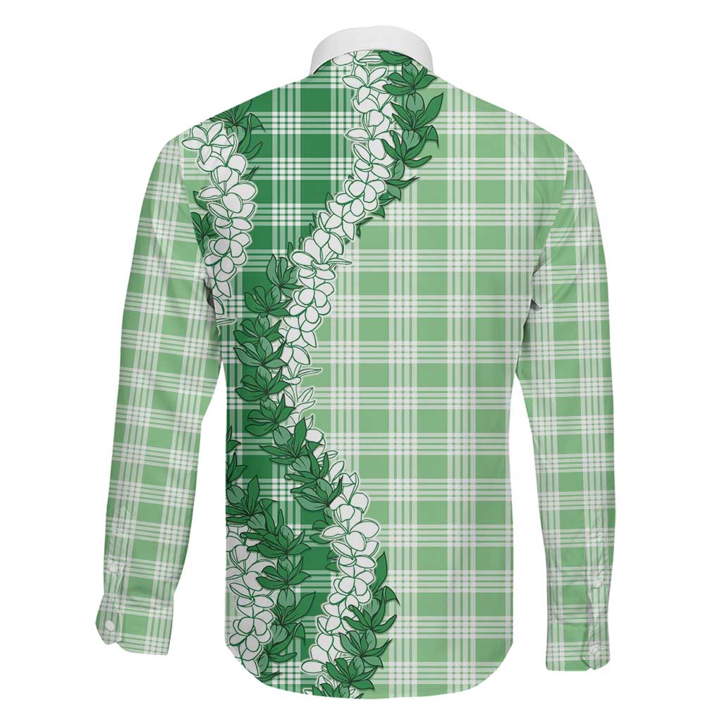 Green Hawaii Palaka Family Matching Short Sleeve Bodycon Dress and Hawaiian Shirt Hawaiian Honohono Lei LT05 - Polynesian Pride