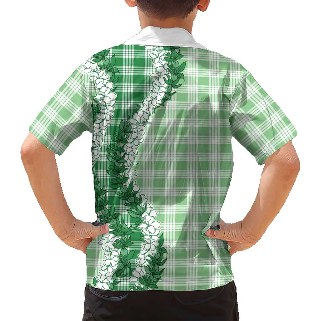 Green Hawaii Palaka Family Matching Tank Maxi Dress and Hawaiian Shirt Hawaiian Honohono Lei LT05 - Polynesian Pride